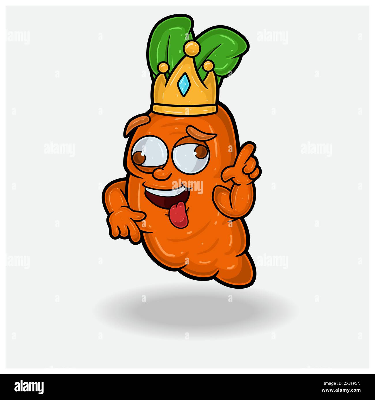 Cartoon mit Karotten-Maskottchen-Charakter mit verrücktem Ausdruck. Vektorabbildungen Stock Vektor