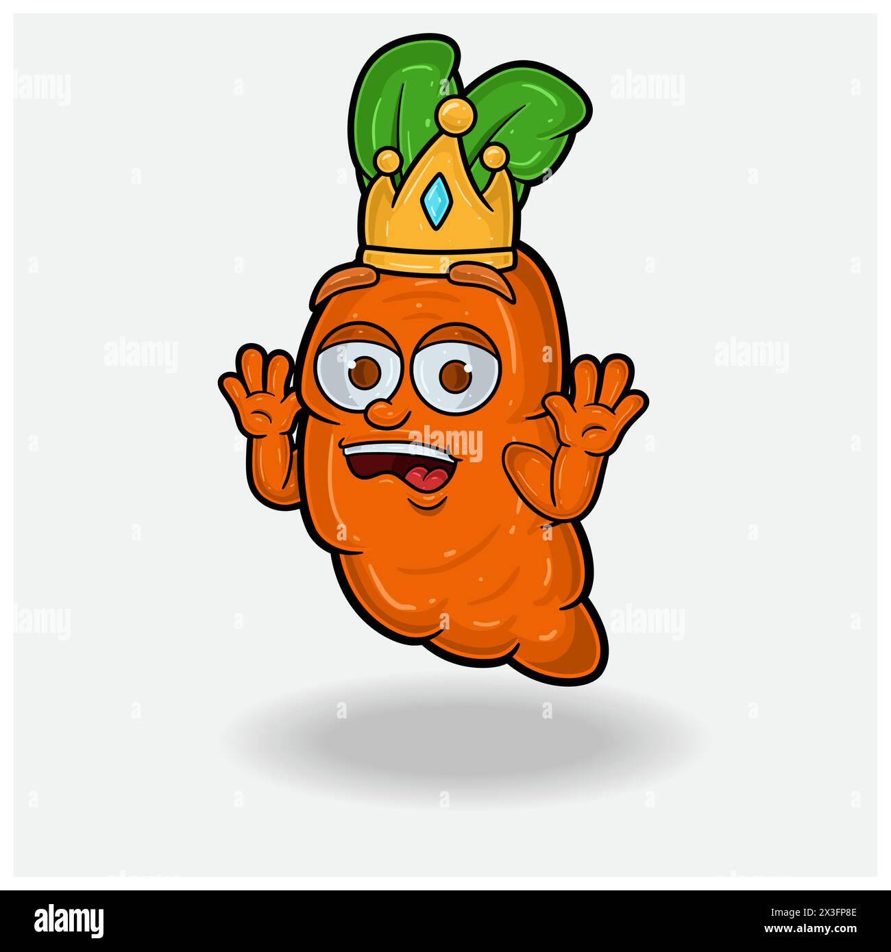 Cartoon mit Karotten-Maskottchen und schockiertem Ausdruck. Vektorabbildungen Stock Vektor
