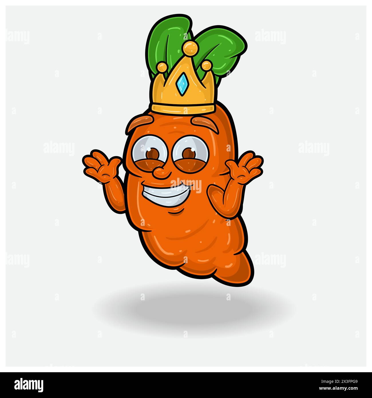 Cartoon mit Karotten-Maskottchen-Charakter mit Don't Know Lächeln-Ausdruck. Vektorabbildungen Stock Vektor
