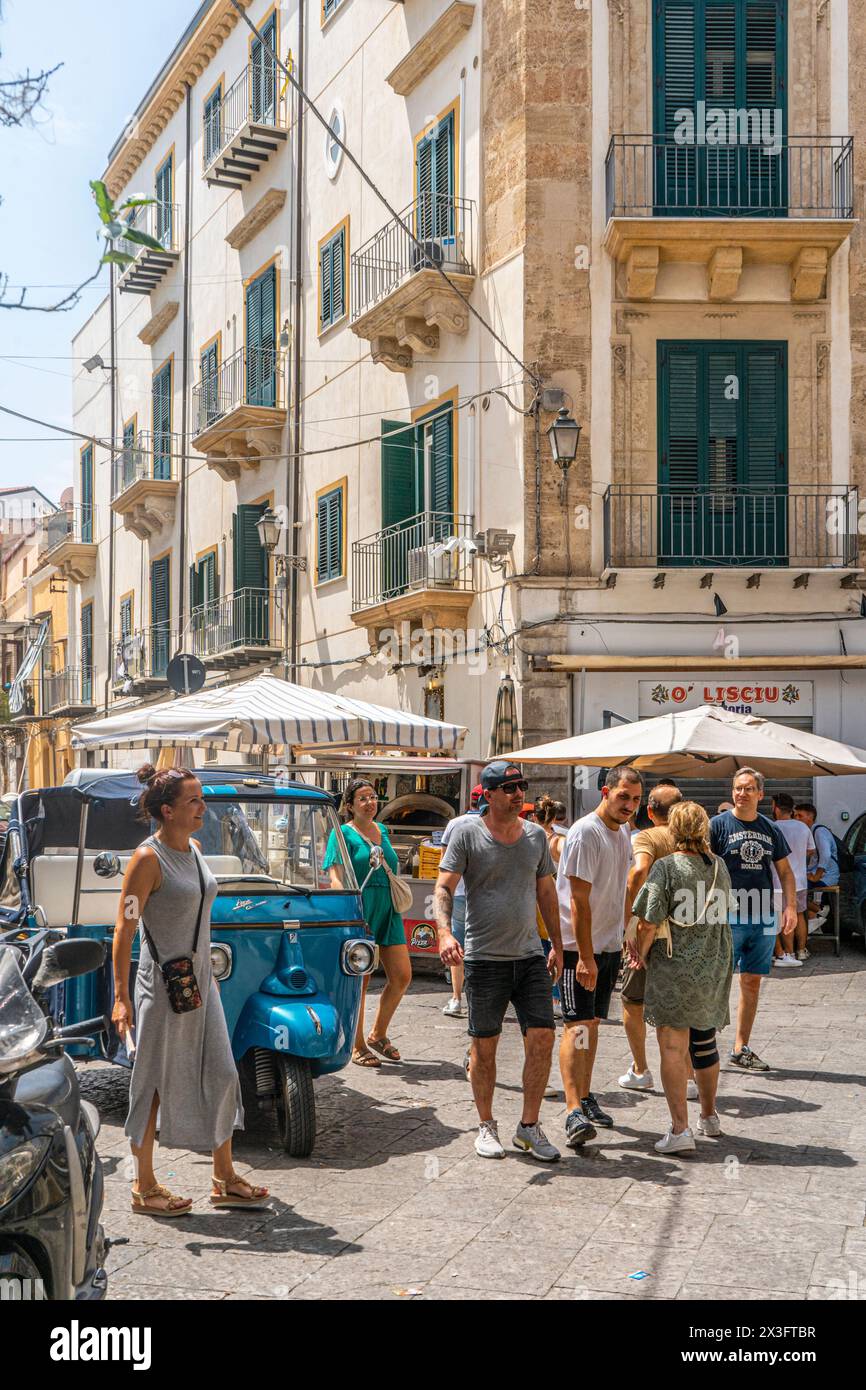 Ballaro Markt in Palermo. Ballarò ist der älteste und größte Markt der Stadt. Stockfoto