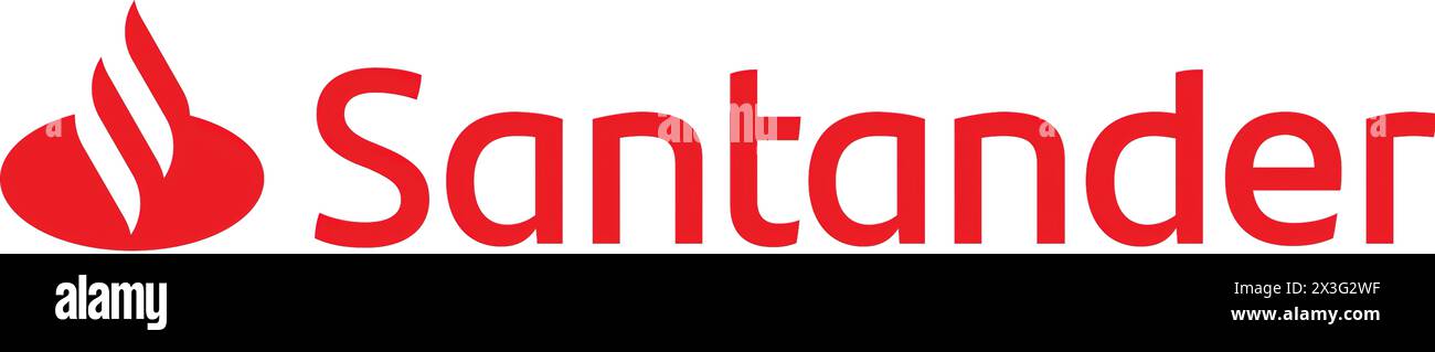 New York, USA – 9. März 2024: Banco Santander Company Logo, Corporation Icon. Stockfoto