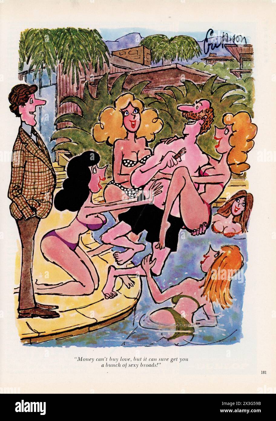 Vintage Playboy Magazine, Juli 1972, Karikatur, USA Stockfoto