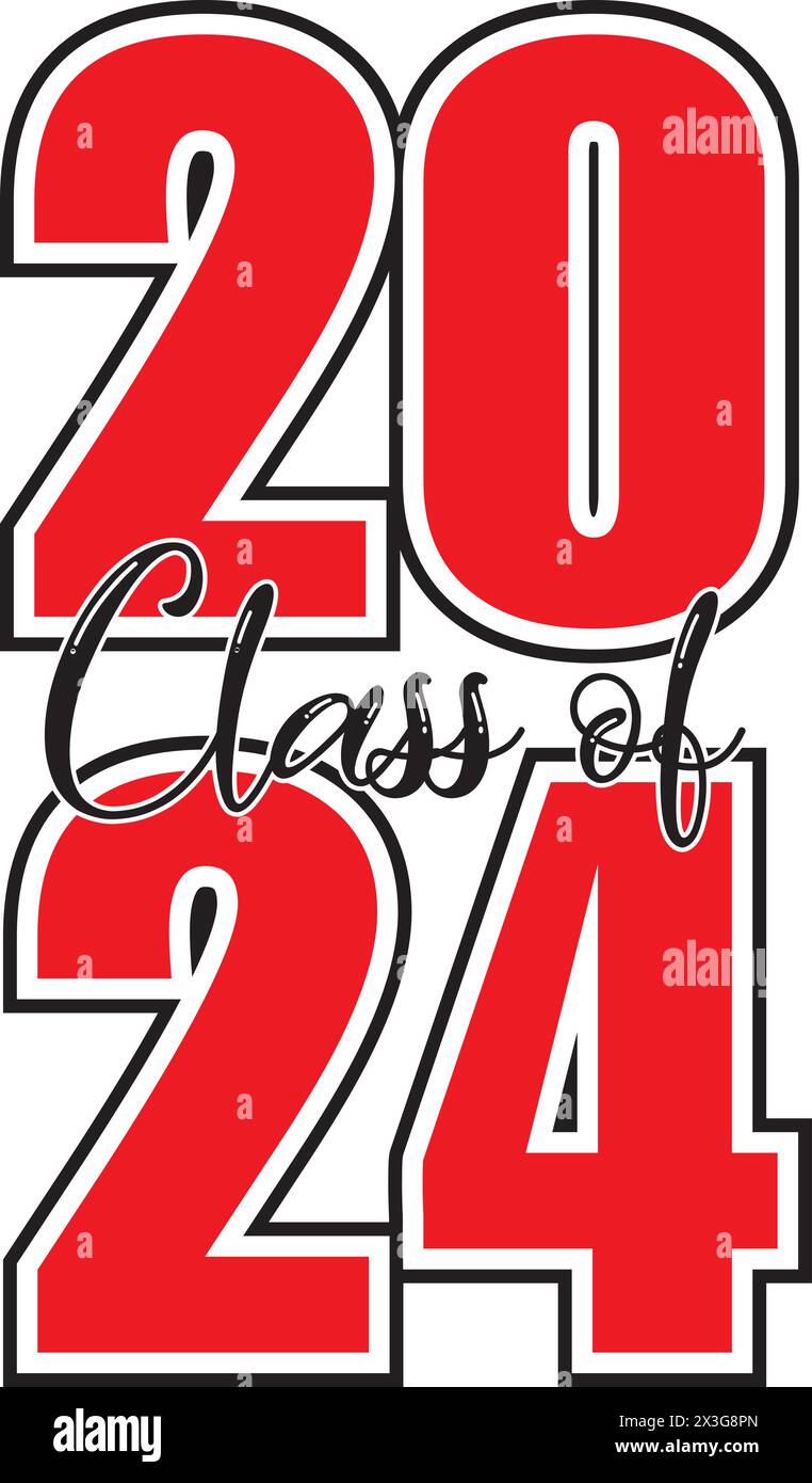Gestapeltes Schwarzweiß-Banner der Klasse 2024 Stock Vektor