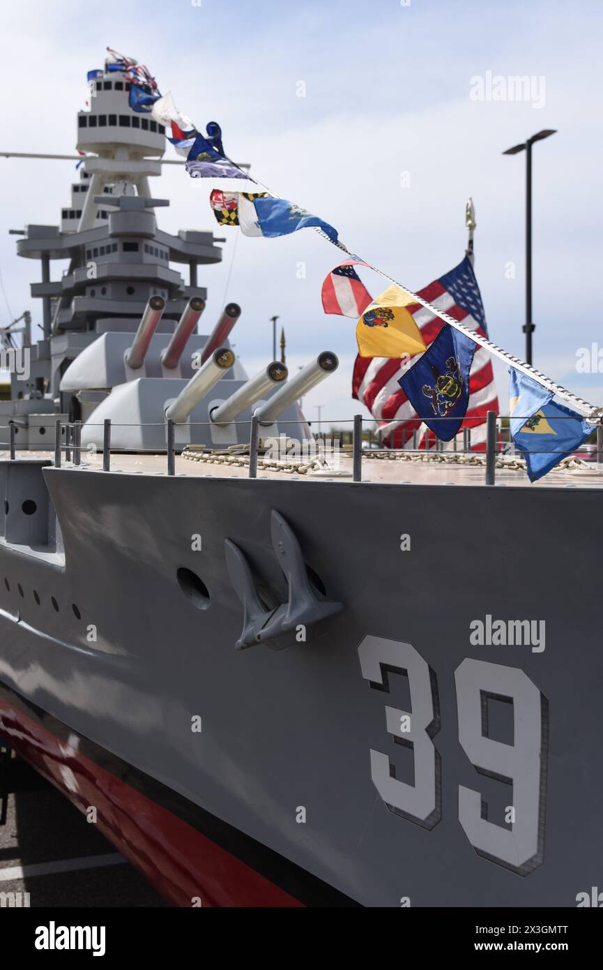 Modell des Schlachtschiffs Arizona, das am 7. Dezember 1941 in Pearl Harbor versenkt wurde Stockfoto