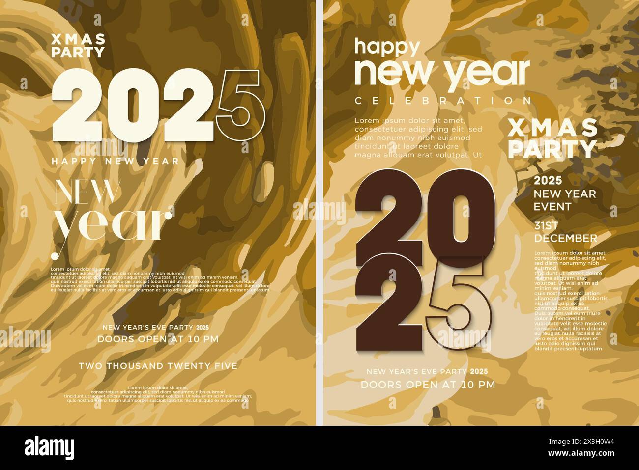 Neujahrsdesign 2025. Klassisches Design mit sehr elegantem Hintergrund. Premium-Design-Hintergrund für Poster, Banner und Social-Media-Beiträge. Stock Vektor