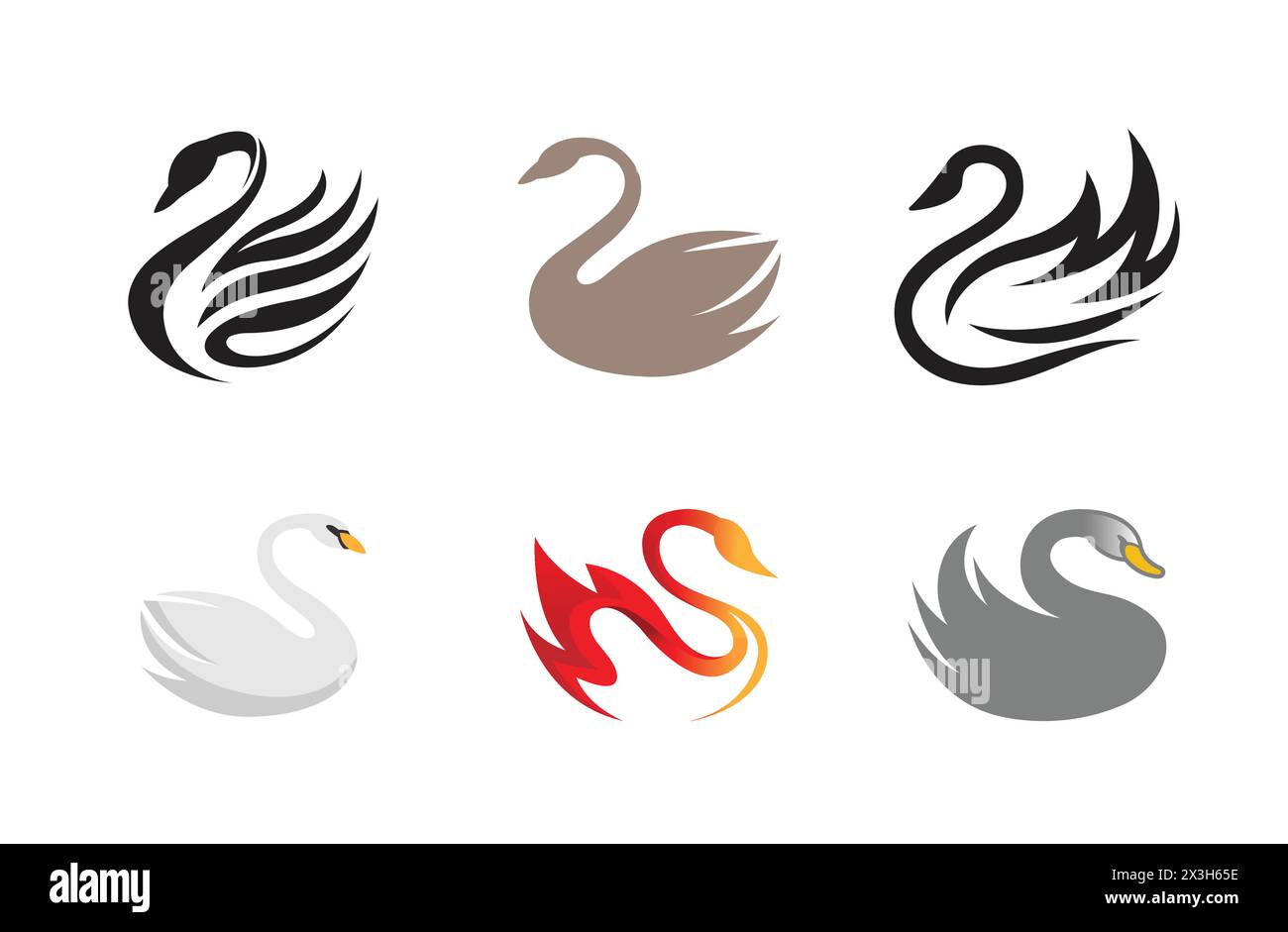 Kreative Swans Kollektion Logo Symbol Vektor Symbole Design Illustration Stock Vektor