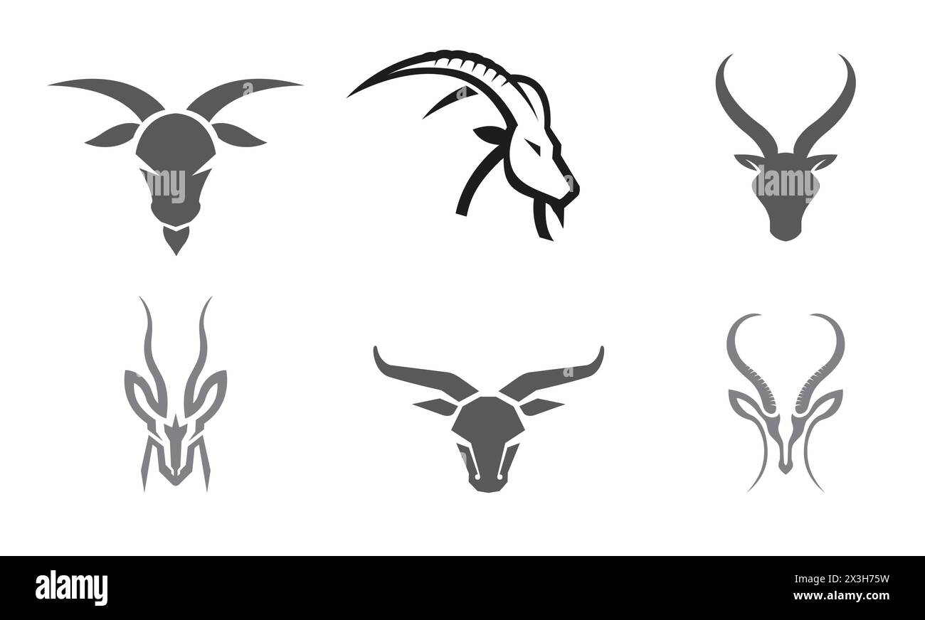 Kreative Antilopen Köpfe Sammlung Set Logo Vektor Design Symbole Symbol Illustration Stock Vektor