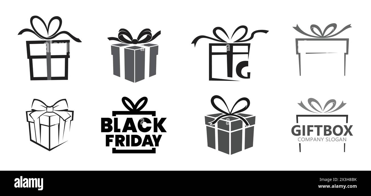 Abstrakte Geschenkboxen Sammlung Ser Logo Vektor Design Icons Symbol Illustration Stock Vektor