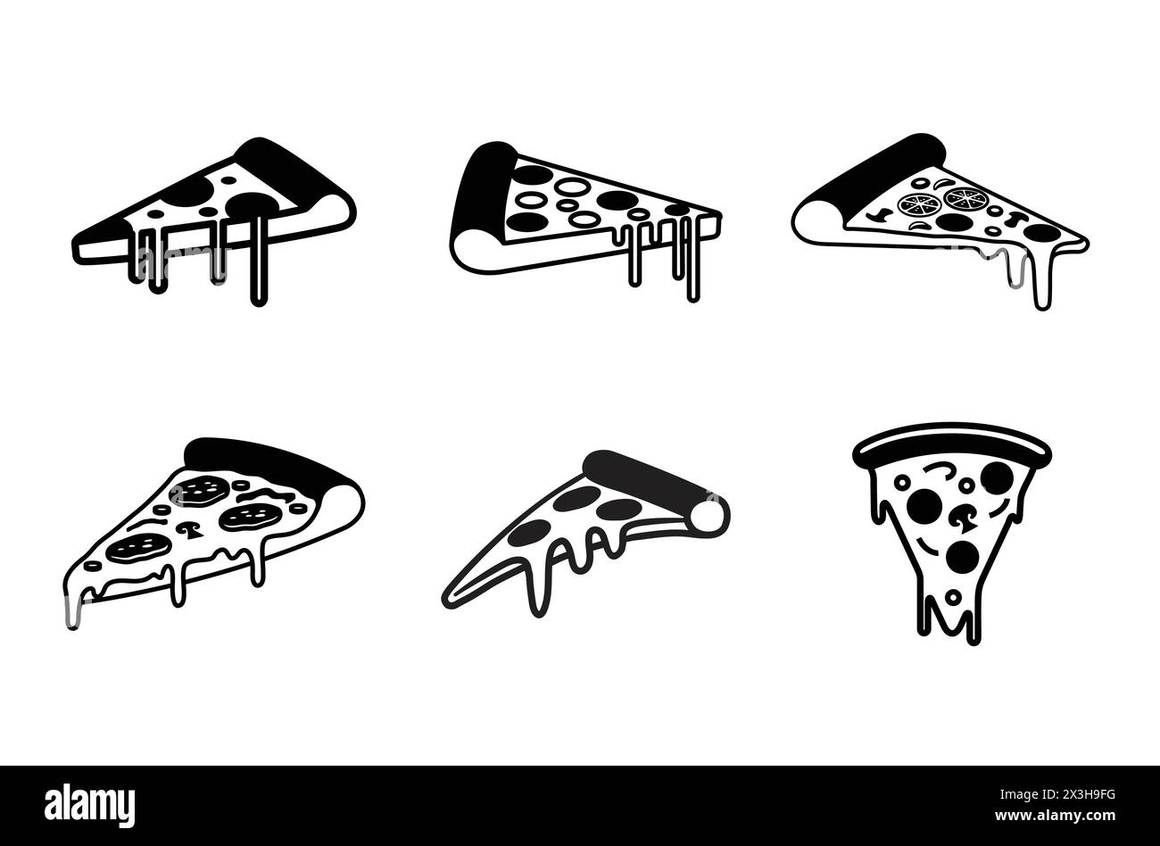 Pizzascheiben in schwarzer Sammlung Logo Vektor Symbol Design Illustration Stock Vektor