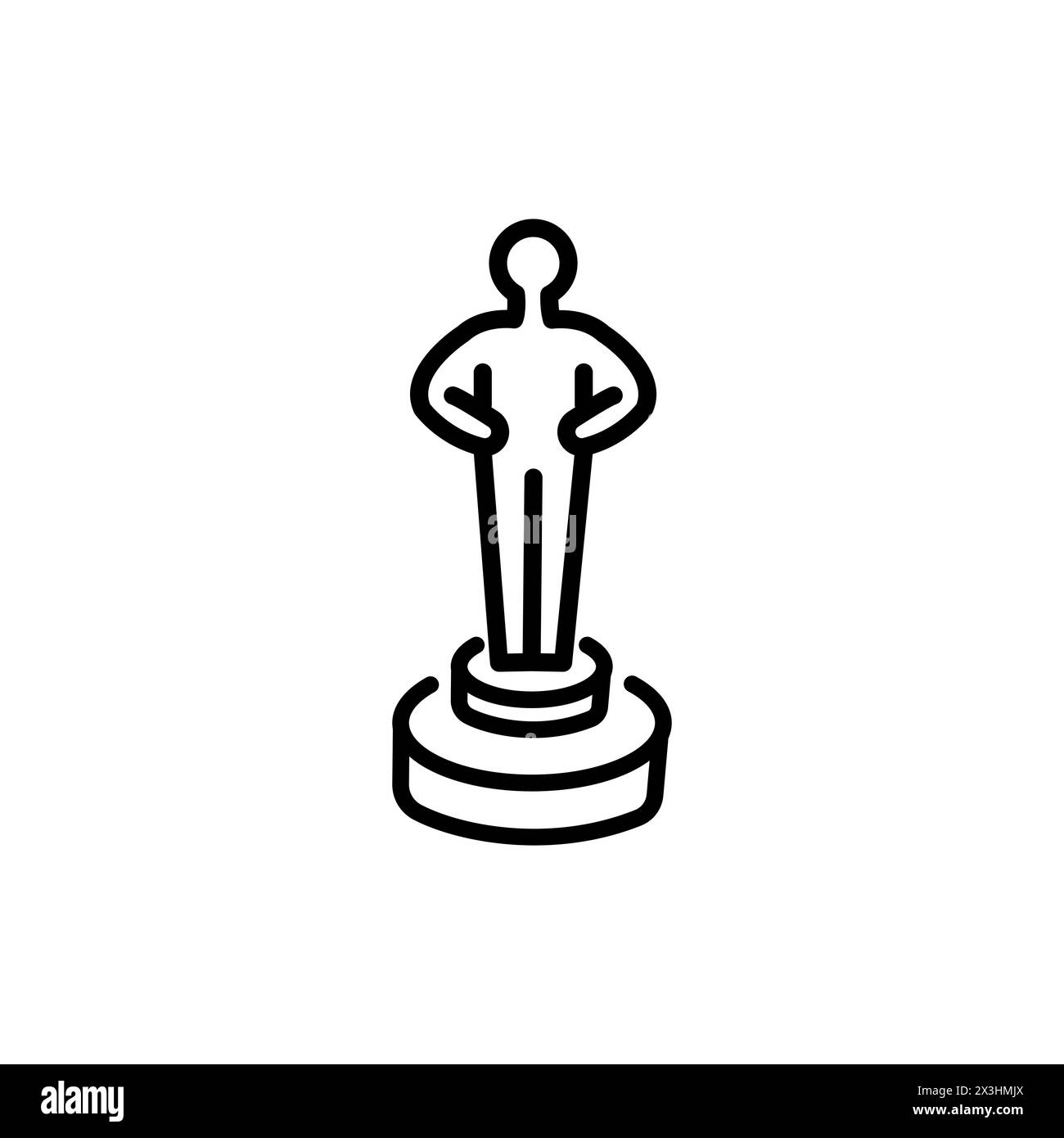 Oscar-Statue-Symbol-Vektor. Lineares Schild für mobiles Konzept und Webdesign. Illustration des hollywood-Trophäensymbols. Stock Vektor