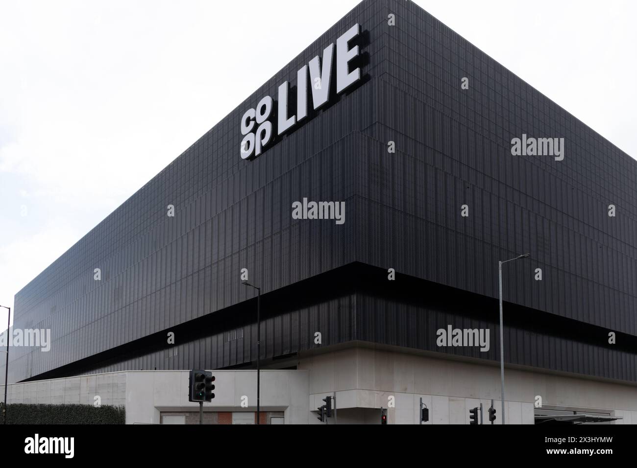 Co-op-Live-Arena auf dem Etihad Campus in Manchester, Großbritannien. Rautenform, Musikort. Stockfoto