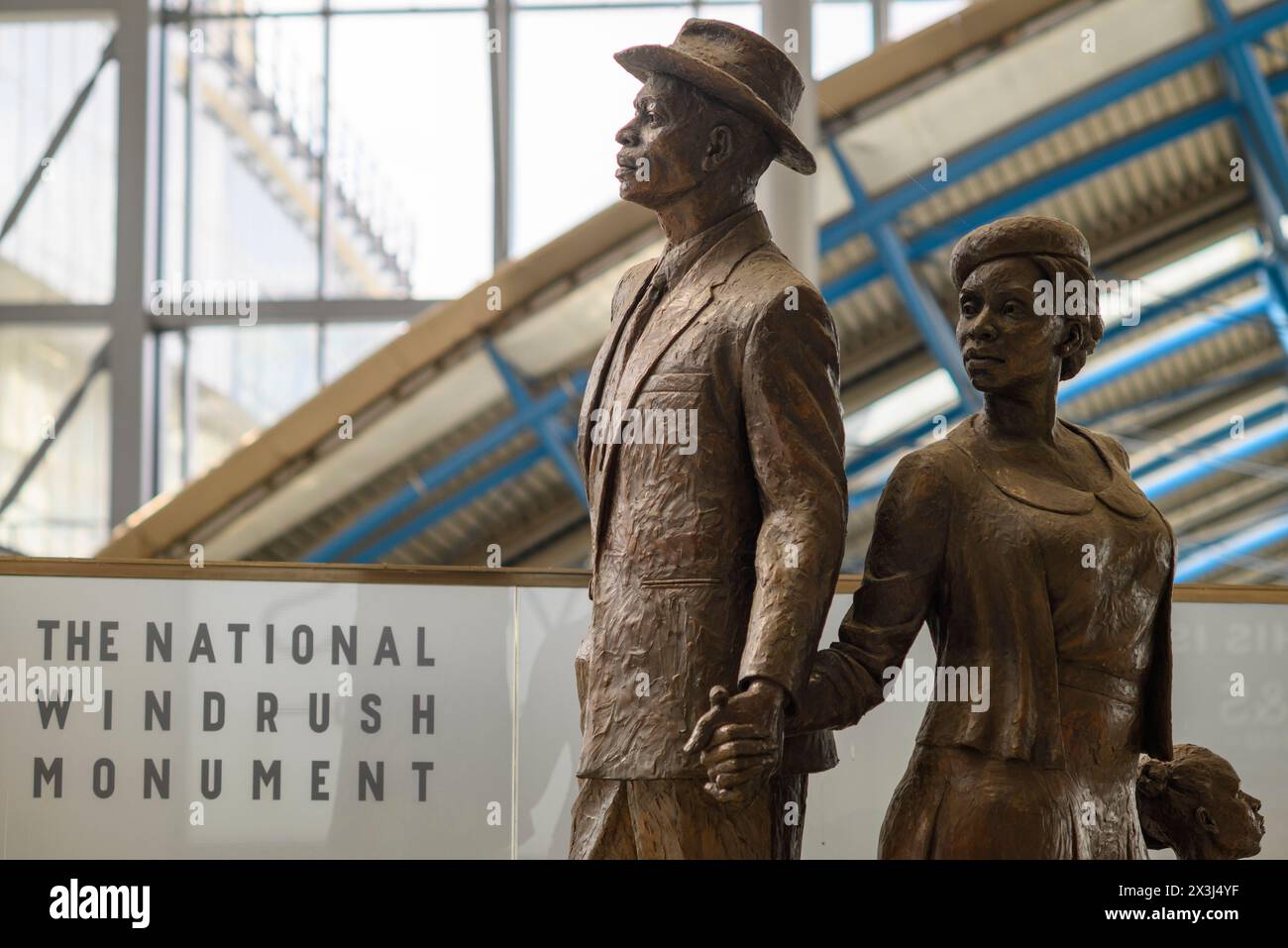 National Windrush Monument, Waterloo Station, London, Großbritannien Stockfoto