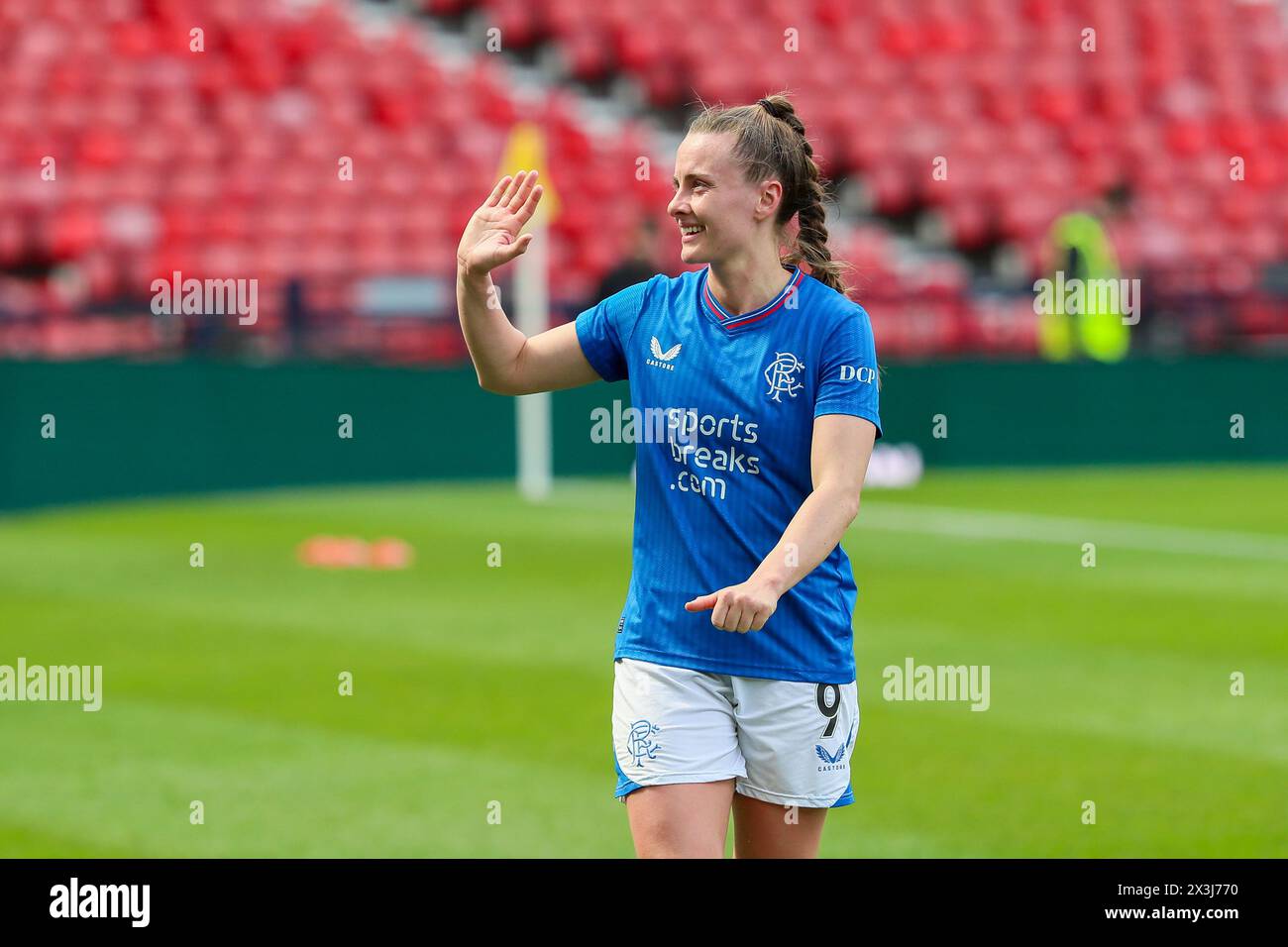 Glasgow, Großbritannien. April 2024. Die Rangers spielen Celtic im Scottish Gas Women's Scottish Cup Halbfinale im Hampden Park, Glasgow, Schottland. Quelle: Findlay/Alamy Live News Stockfoto