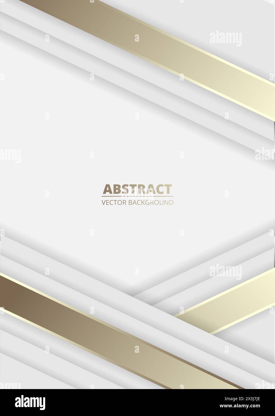 Weißer und goldener 3D-Vektor abstrakter vertikaler Hintergrund des Luxus. Stock Vektor