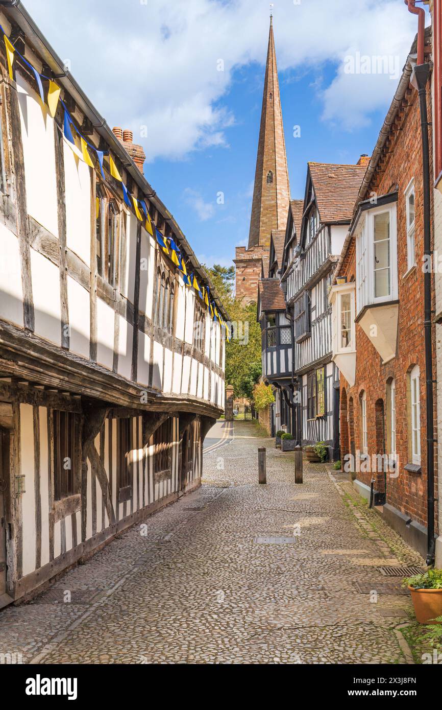 Suche nach Church Lane in Ledbury in Herefordshire Stockfoto