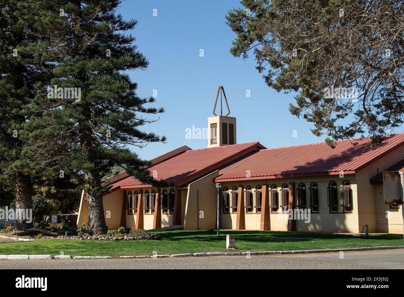 Das Oranjemund NG Kerk Gebäude. Stockfoto