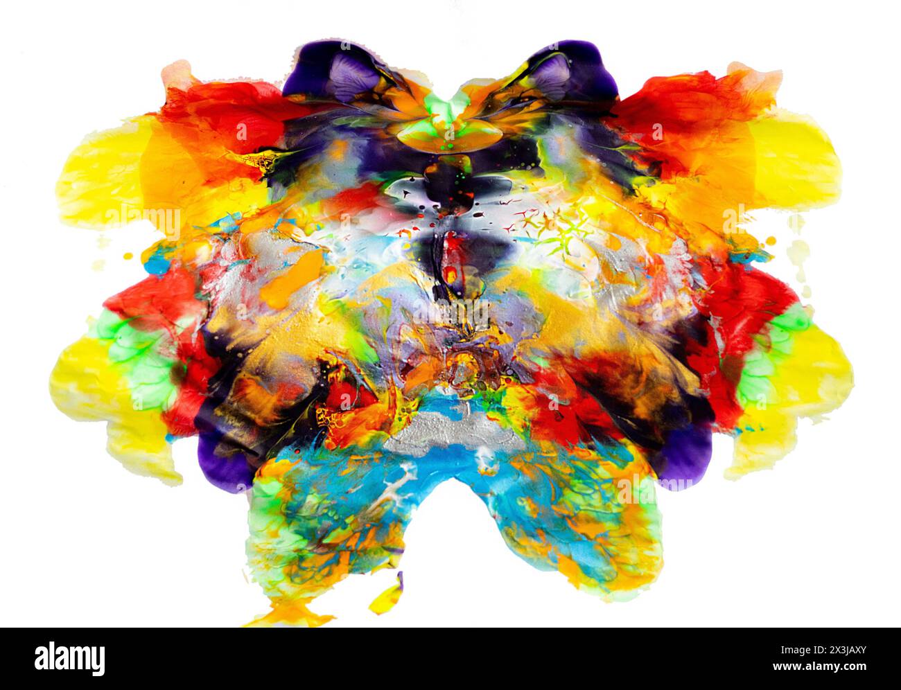 Impressionistische Wasserfarbe Kunst fließender Schmetterling mehrfarbige Wasserszene Stockfoto