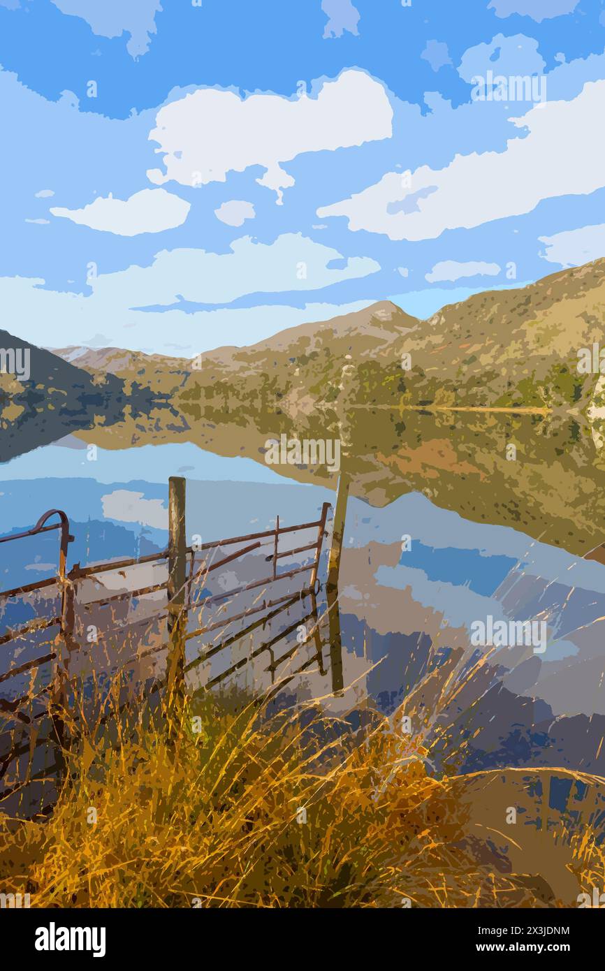 Reflexionen über Llyn Gwynant in der Nant Gwynant Tal, Snowdonia National Park, North Wales, UK Stockfoto