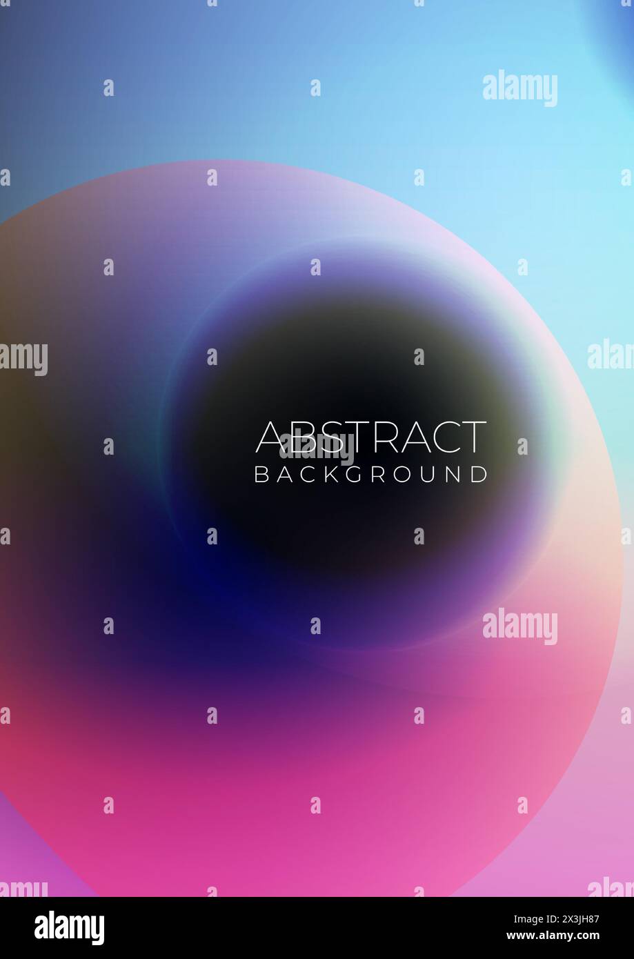 Abstrakte moderne holografische vertikale Hintergrund lebendige Farbverlaufsbedeckung Designvorlage mit farbigen Kugeln. Vektorabbildung Stock Vektor