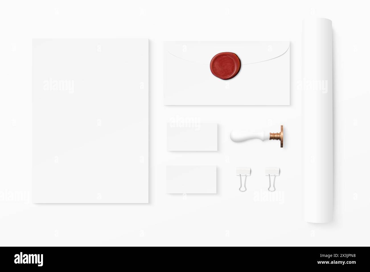 Visual Brand Identity Mockup 3D Rendering auf isoliertem Hintergrund Stockfoto