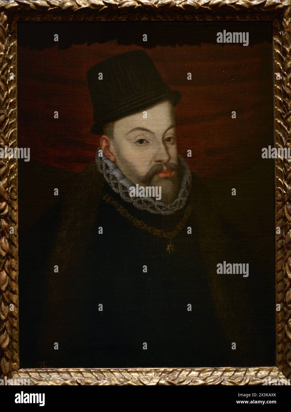 Philipp II. (1527-1598). König von Spanien (1556-1598). Porträt der Werkstatt von Alonso Sánchez Coello. Öl auf Leinwand, 1565-1573. Museum von Santa Cruz. Toledo. Spanien. Autor: Workshop von Alonso Sánchez Coello. Spanien. 16. Jahrhundert. Stockfoto