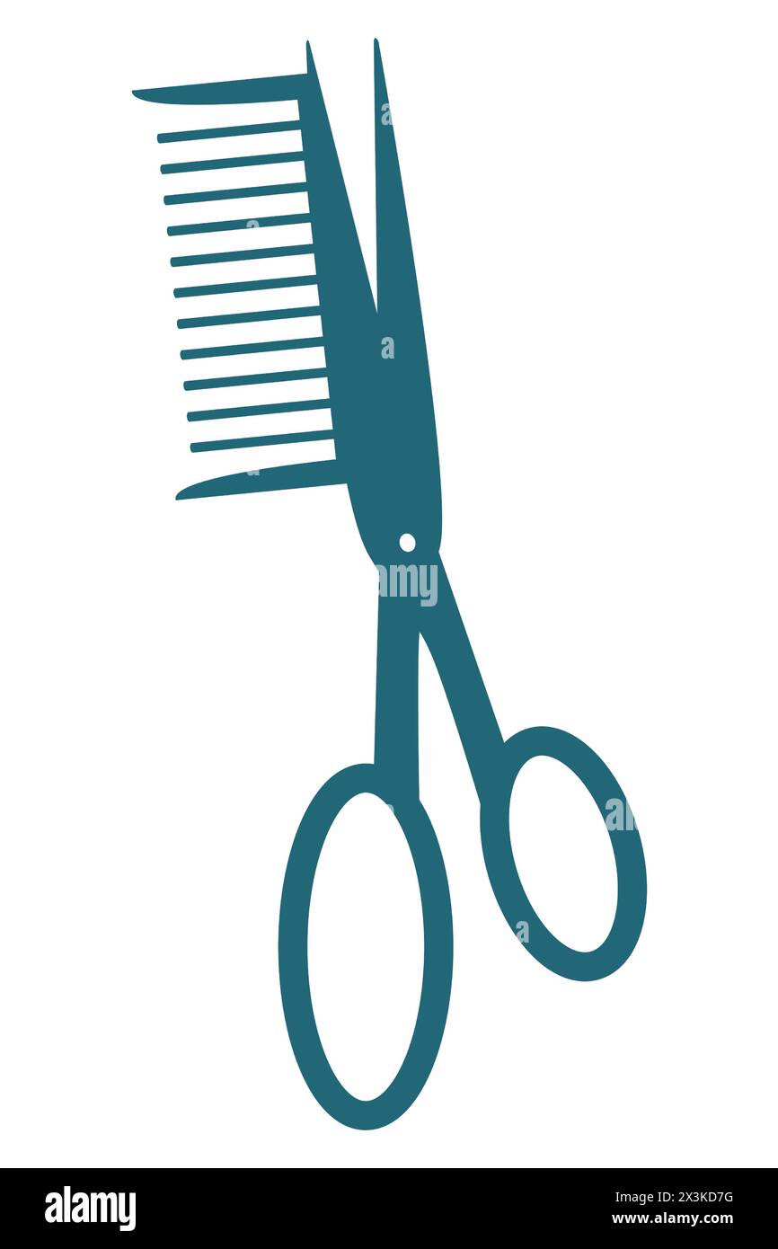 Die symbolische Darstellung eines Friseursalons mit Schere und Kamm Stock Vektor