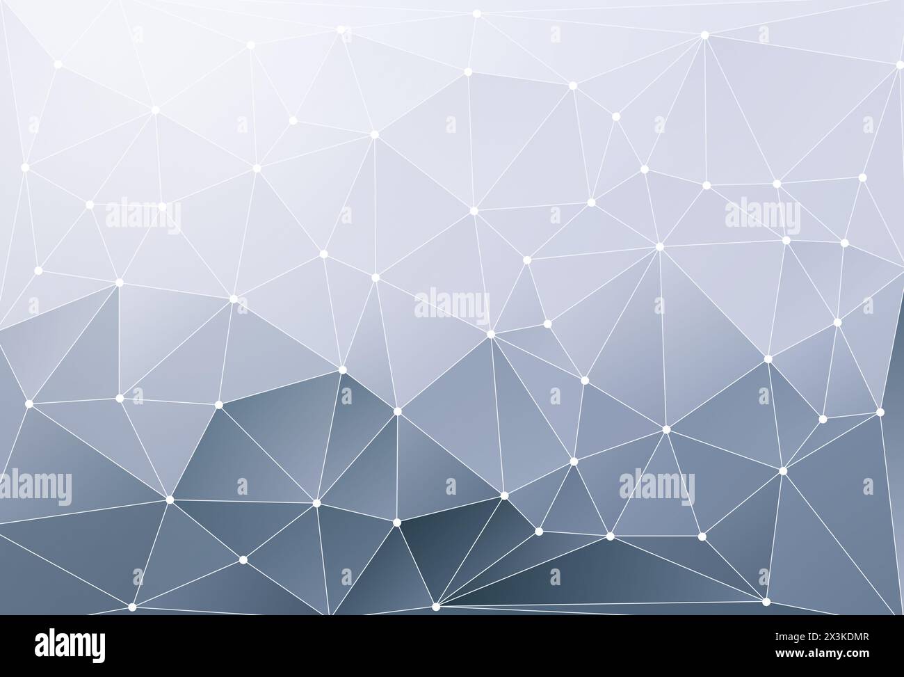 Hellgrauer & bläulich grauer Gitter Polygonvektormuster Hintergrund mit Farbverlauf. Abstrakter dreieckiger 3D-Hintergrund im 3D-Vollformat mit niedrigem Poly-Stil. Stockfoto