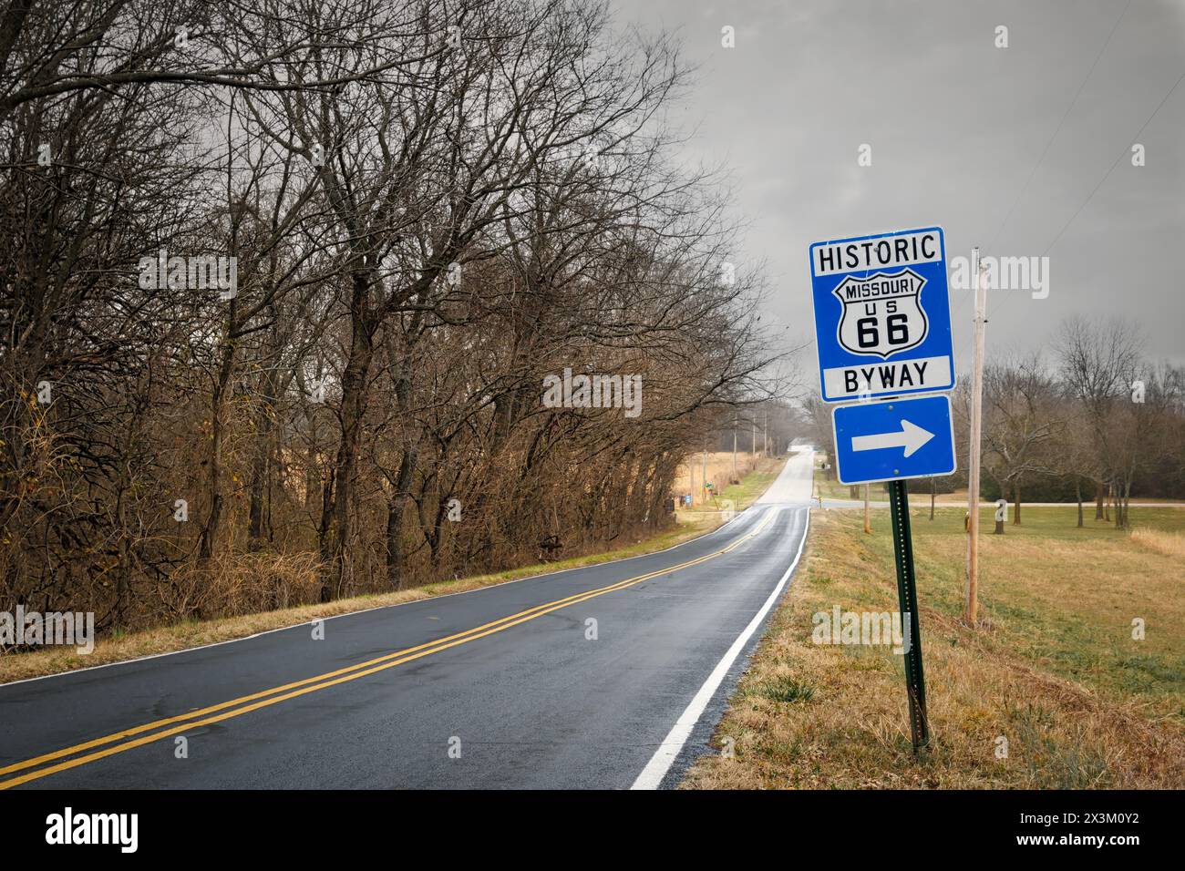 In der Landschaft des mittleren westens an der historischen Route 66 in der Nähe von Carthage, Missouri. Stockfoto