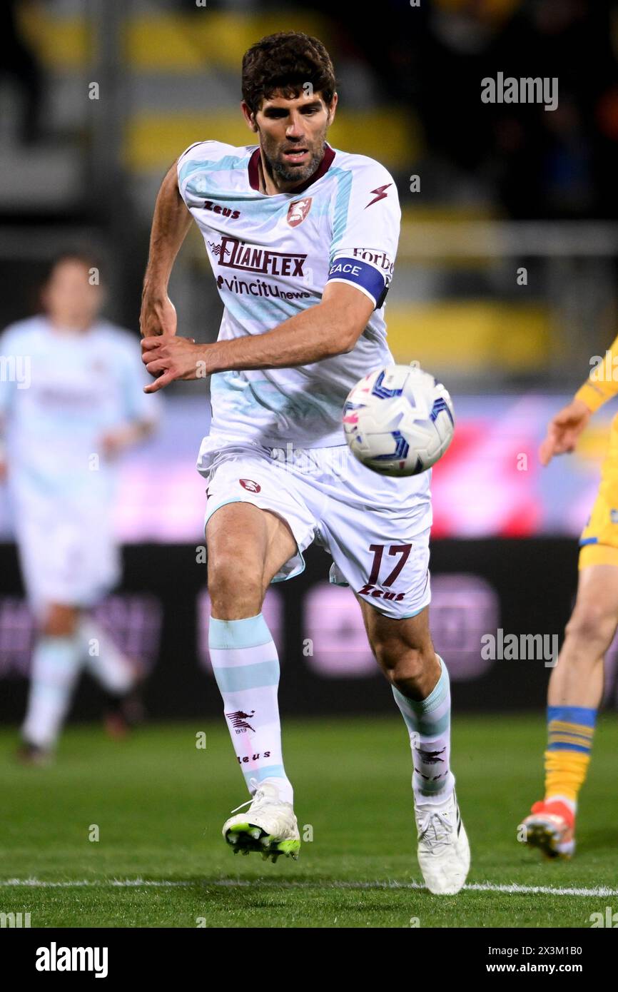 Federico Fazio von der US Salernitana in Aktion während des Fußballspiels der Serie A zwischen Frosinone Calcio und US Salernitana im Benito Stirpe Stadion in Frosinone (Italien), 26. April 2024. Stockfoto