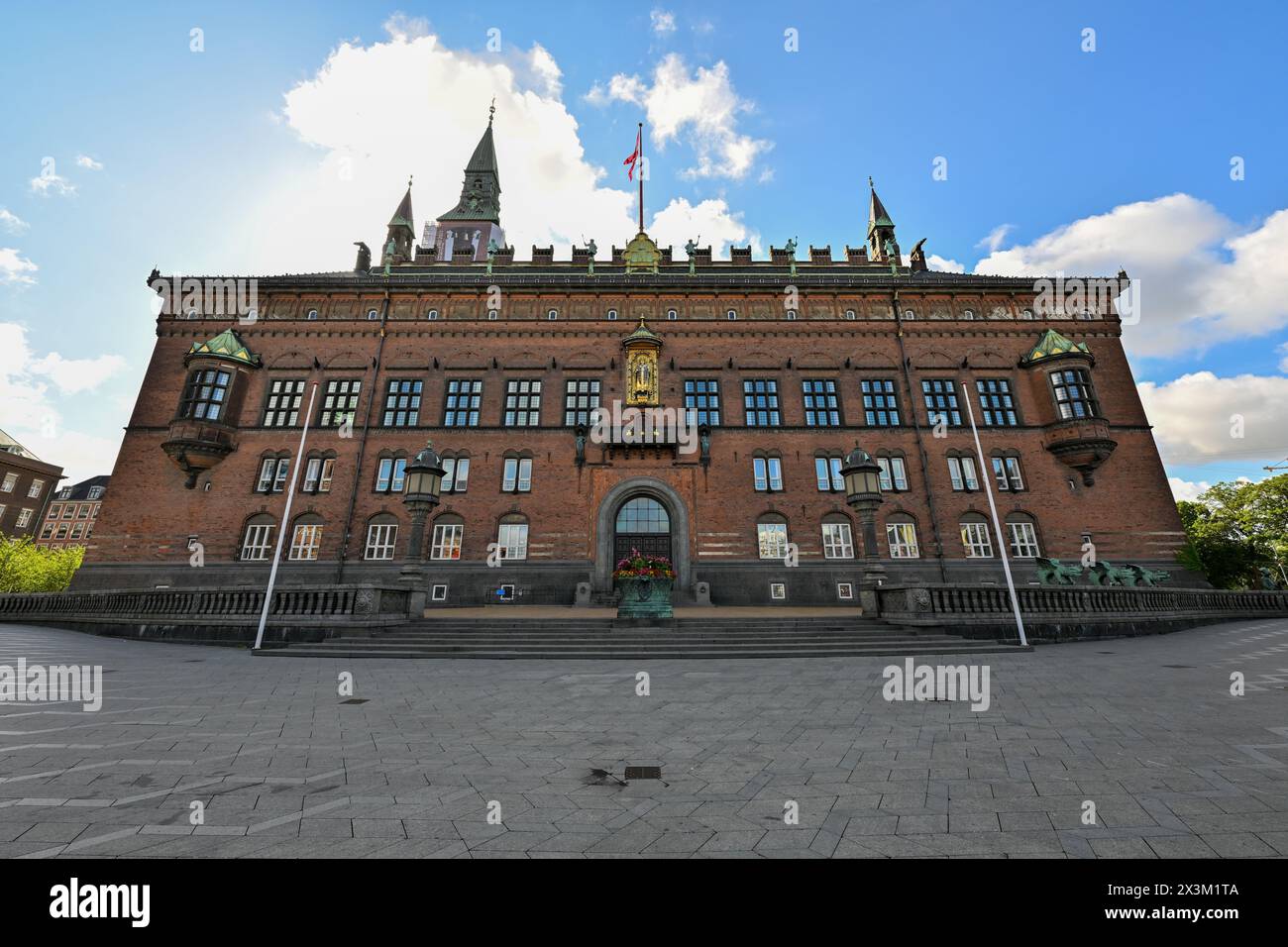 Kopenhagen Rathaus. Historisches Rathaus in Dänemark. Innenhalle Kobenhavns am Platz im Zentrum von Kopenhagen. Stockfoto