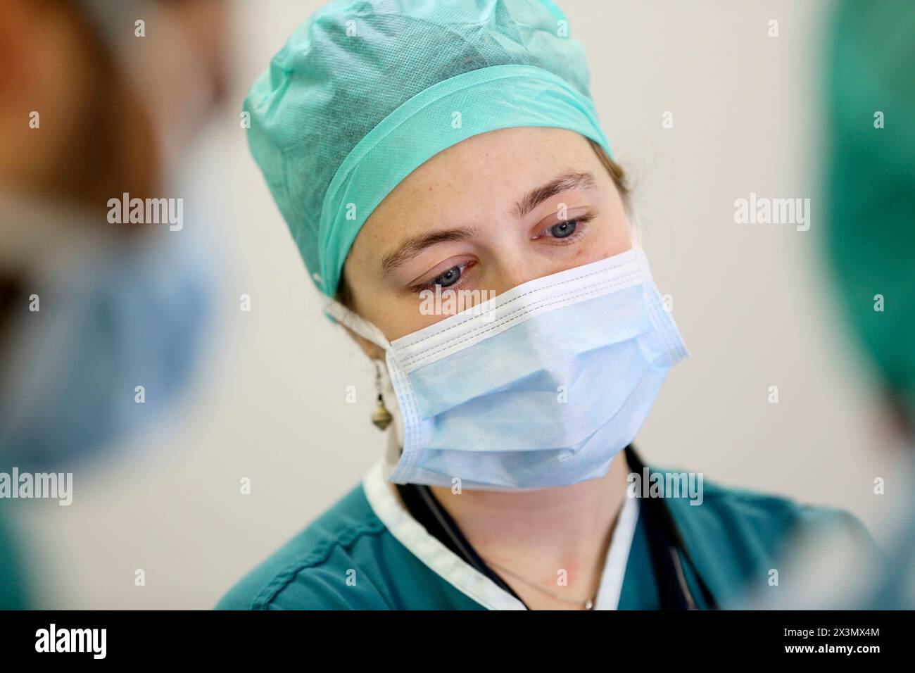 Chirurg, Chirurgie, Operationssaal, Onkologikoa Hospital, Onkologisches Institut, Fallzentrum für Prävention, Diagnose und Behandlung von Krebs, Donostia, S. Stockfoto