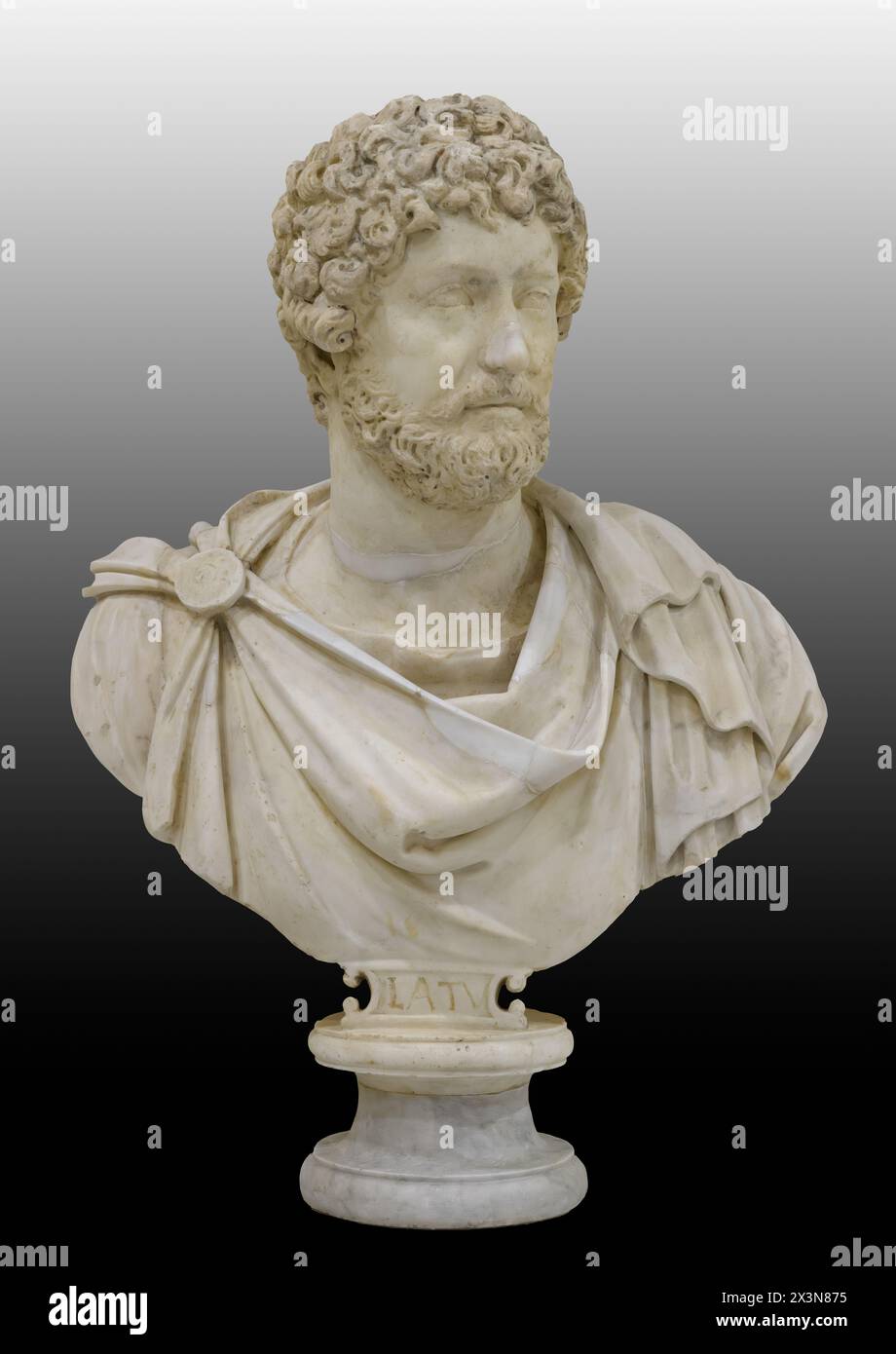Männliche Porträtbüste des antiken Römischen. Rom, Italien Stockfoto