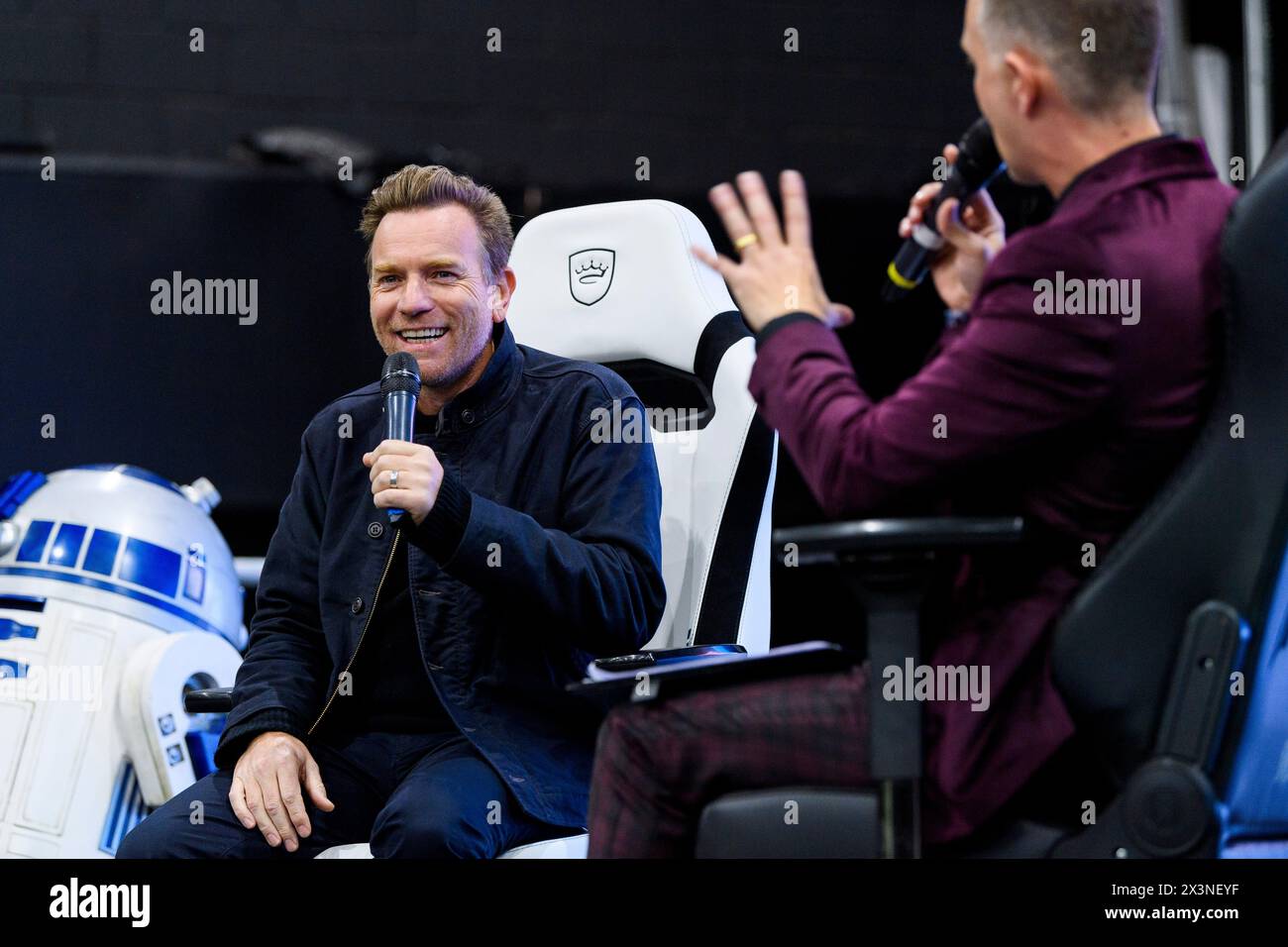 Schauspieler Ewan McGregor auf der Bühne beim Scottish Comic Con, Royal Highland Centre, Ingliston, Edinburgh, Schottland, UK Stockfoto