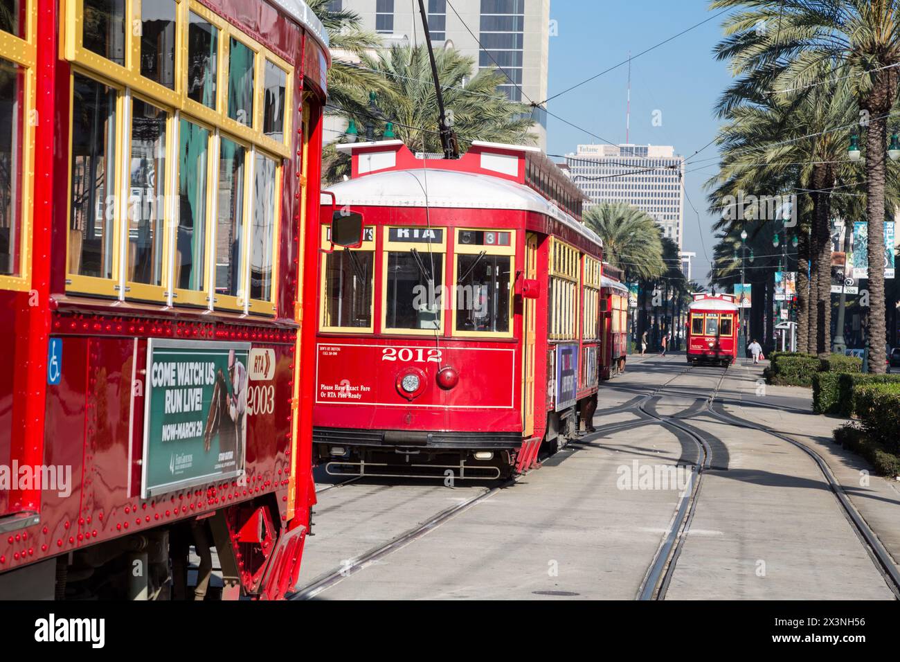 New Orleans, Louisiana.  Canal Street Trolley. Stockfoto