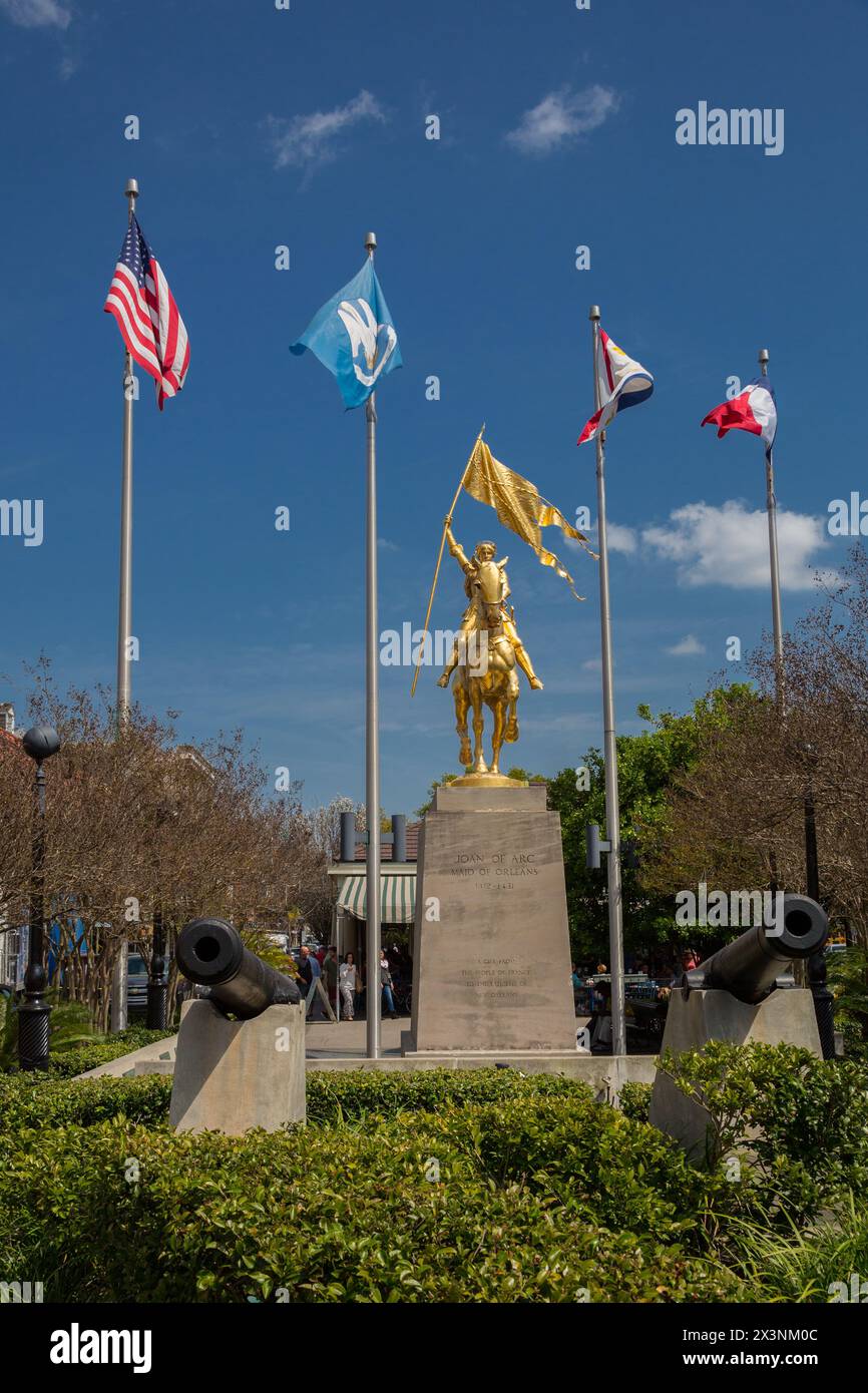 New Orleans, Louisiana. French Quarter, Statue der Jeanne d'Arc. Stockfoto