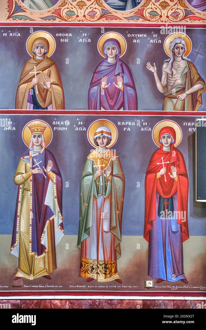 Fresken, St Johns Vorläufer Pfarrei, Athen, Griechenland Stockfoto