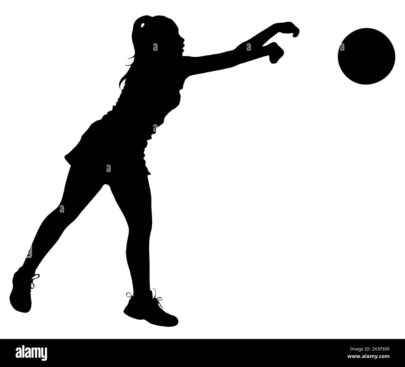 Detaillierte Sport-Silhouette – Korfball Ladies League Girl Player oder Netball Throw Ball V2 Refined Stock Vektor