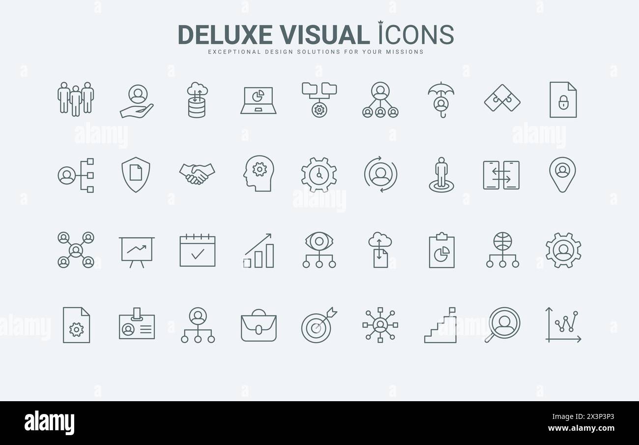Strukturieren Sie das Ablaufdiagramm der Organisation für Abteilung, Hierarchie, Teambildung, Teamarbeit und Führung. Unternehmensstruktur Organisation und Management dünne schwarze und rote Linien setzen die Vektorillustration Stock Vektor