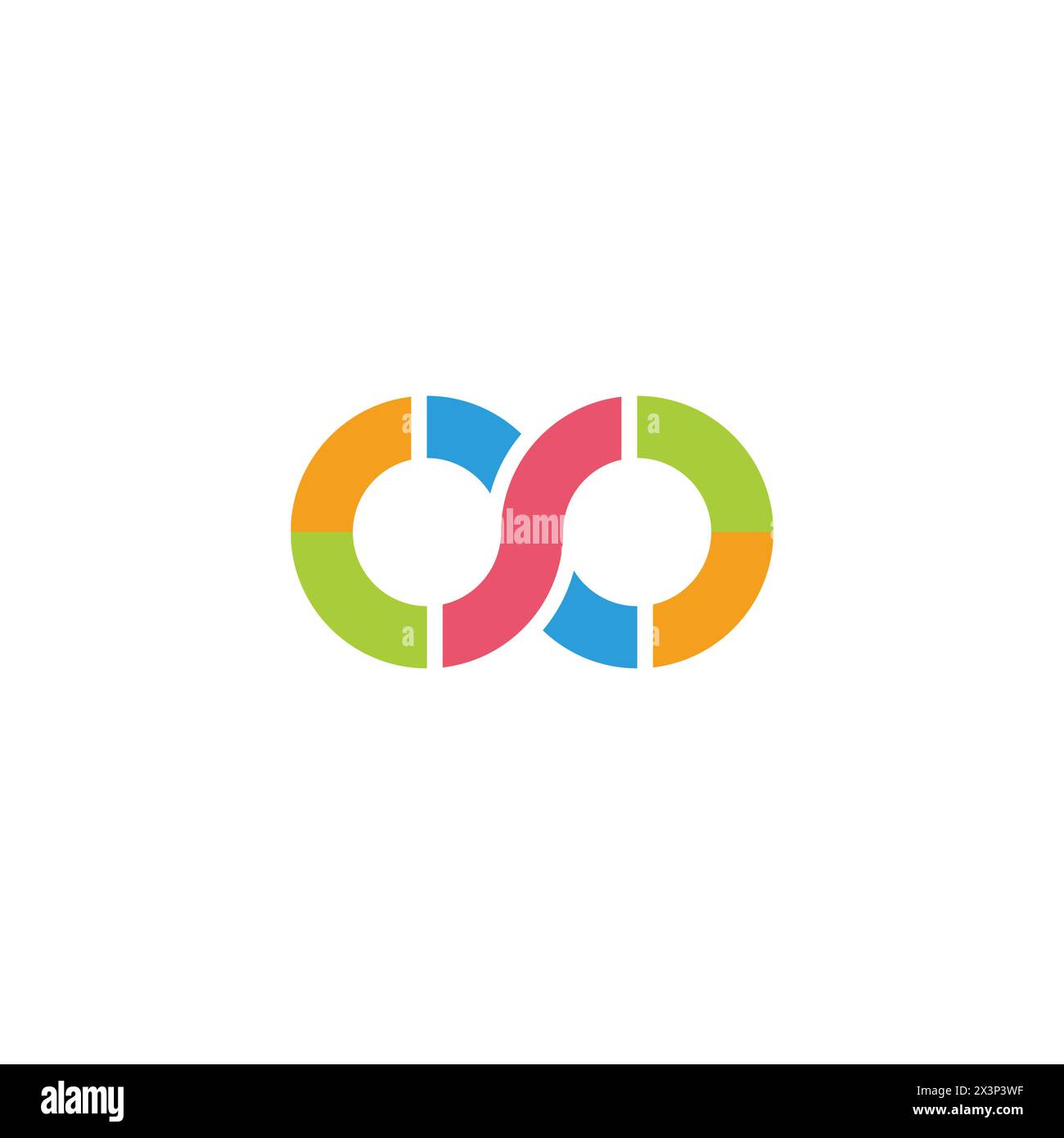 Buchstabe s farbenfroher geometrischer linearer Logovektor mit unendlichem Design Stock Vektor