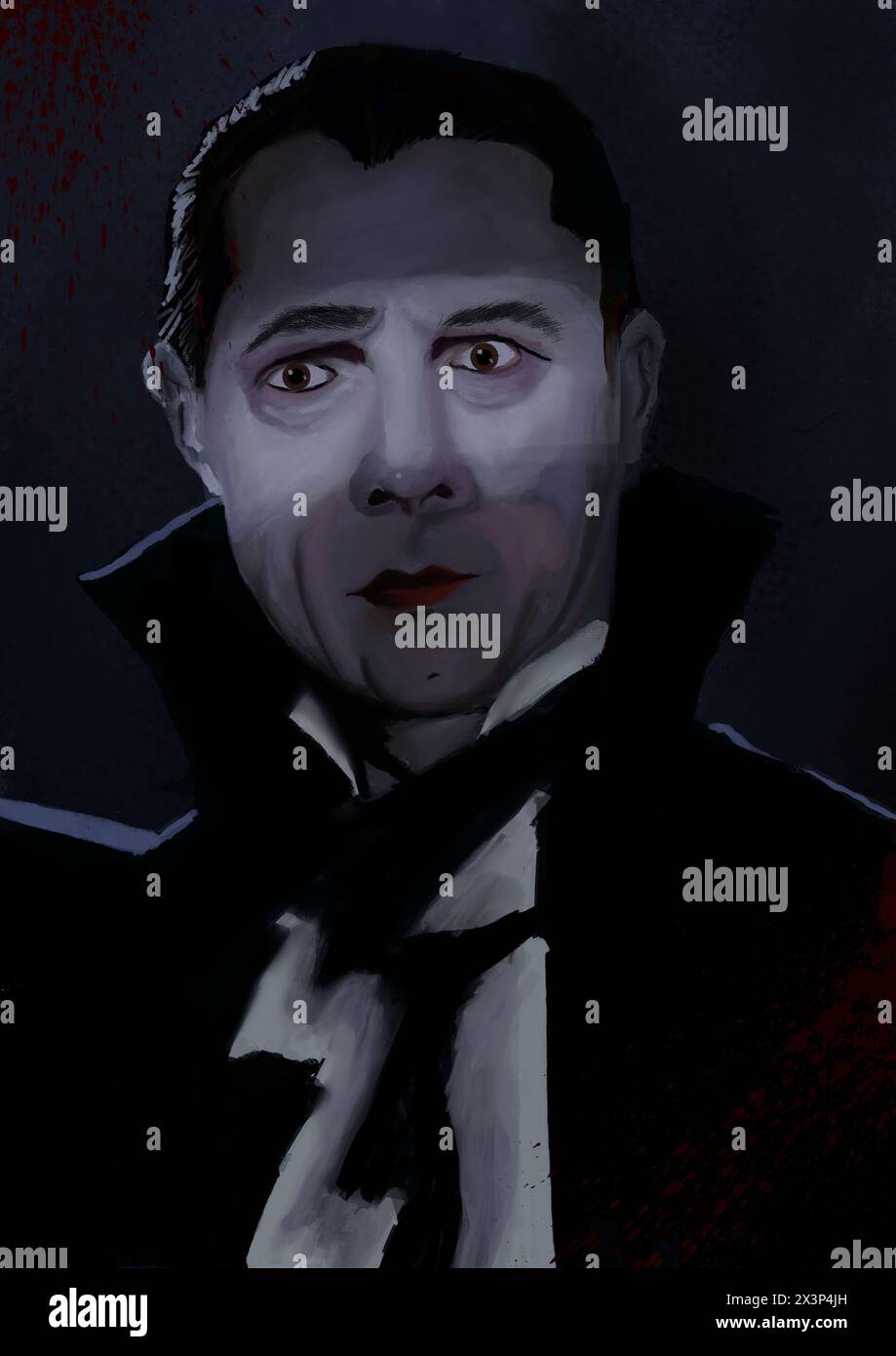 Digitales Porträt des berühmtesten Vampirs aller Zeiten dracula Stockfoto