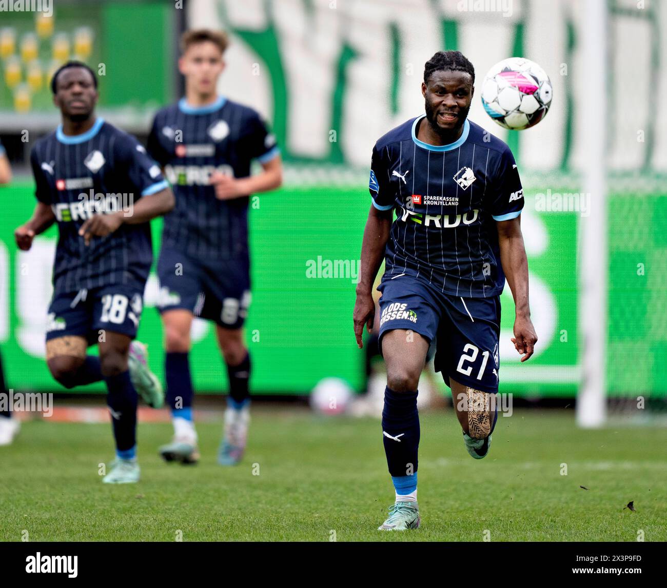 Ernest Agyiri des Randers FC im Superliga-Spiel zwischen Viborg FF und Randers FC in der Energi Viborg Arena am Sonntag, 28. April 2024. (Foto: Henning Bagger/Ritzau Scanpix) Stockfoto