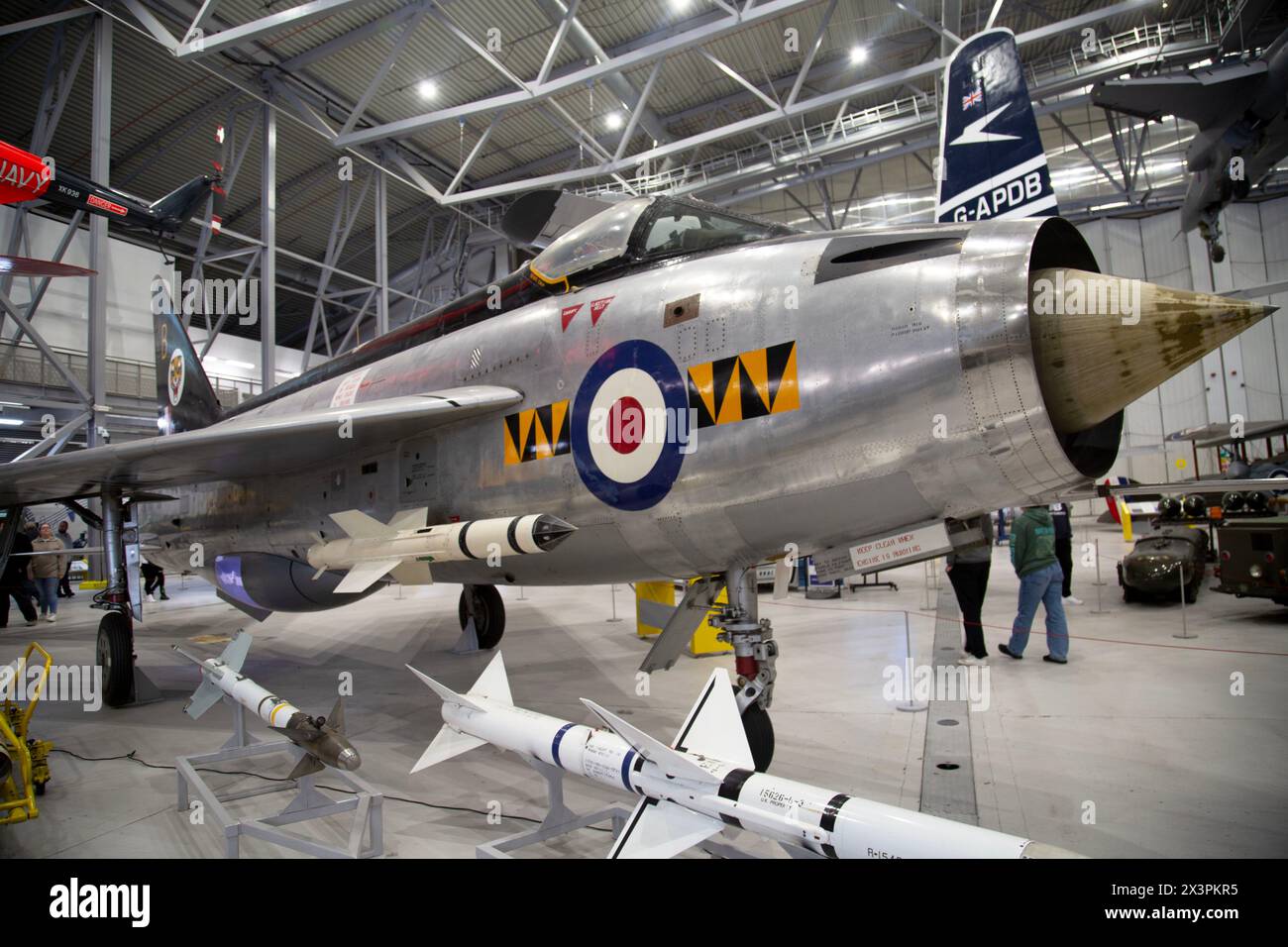 English Electric Lightning F.1, XM135 britische Abfangjäger, die in den 1960er und 1970er Jahren in der RAF eingesetzt wurden IWM, Duxford, Großbritannien Stockfoto