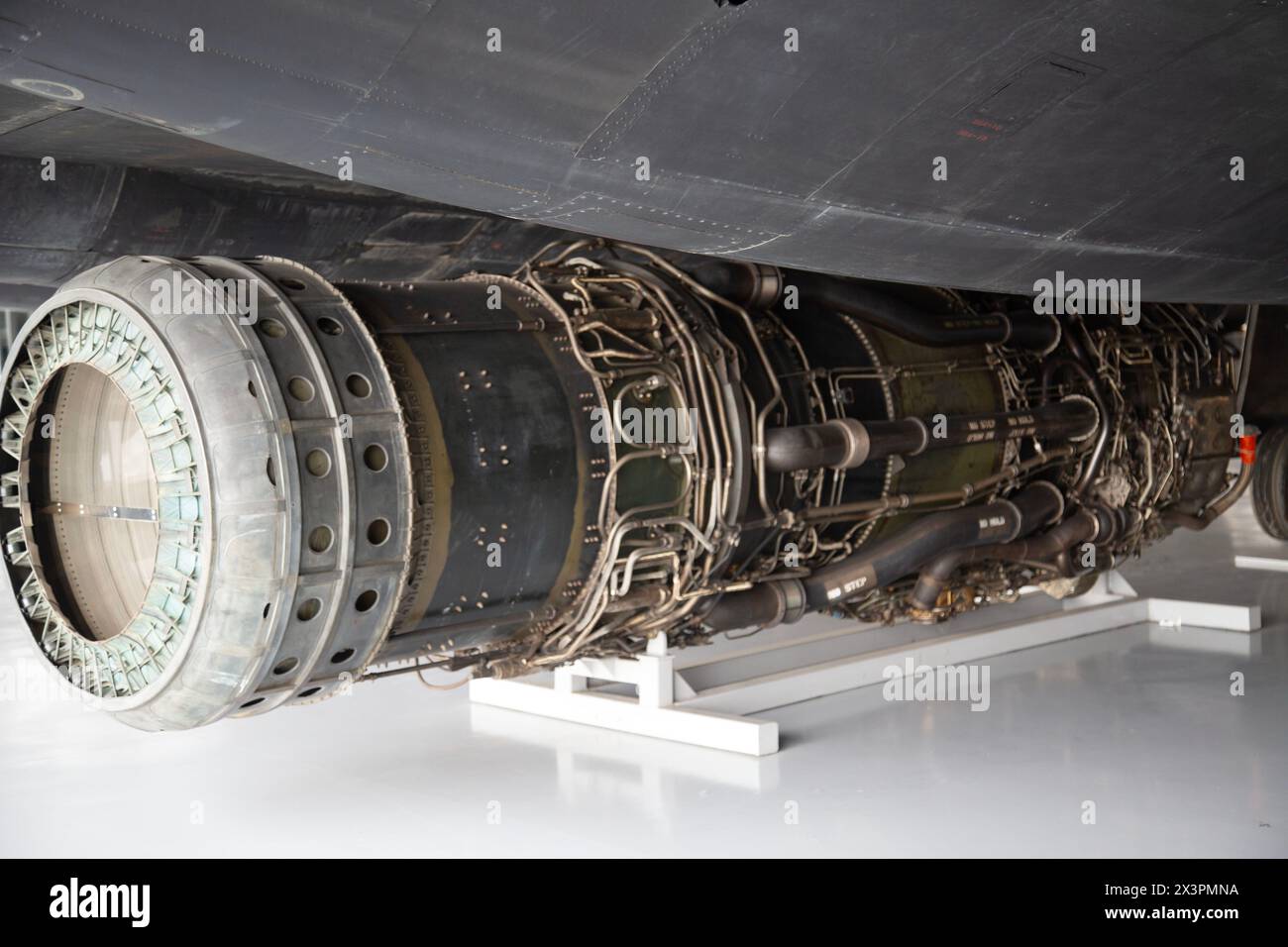 Lokomotive aus einem Lockheed SR-71A Blackbird American-Langstreckenflugzeug Mach 3+ in großer Höhe. IWM, Duxford, Großbritannien Stockfoto