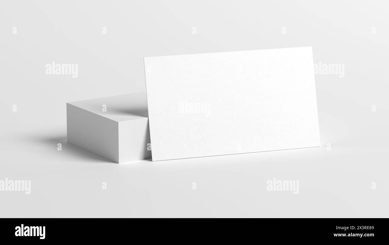 Modell für Visitenkarten. Weiße Farbe. 3,5 x 2 Zoll 89 x 51 mm. 3D-Abbildung. Stockfoto