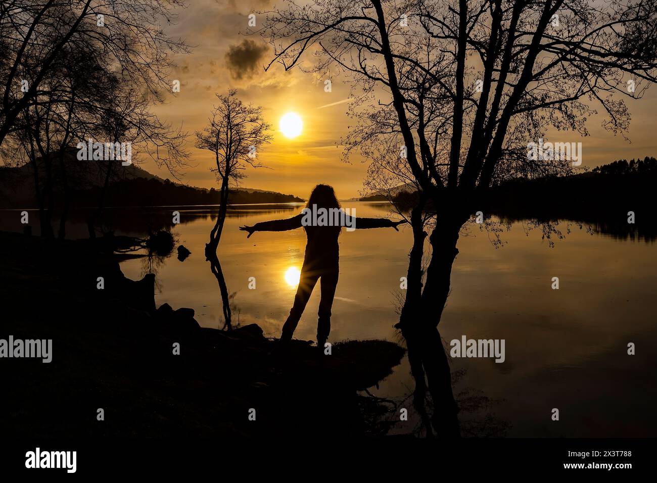 Contraluz al atardecer Stockfoto