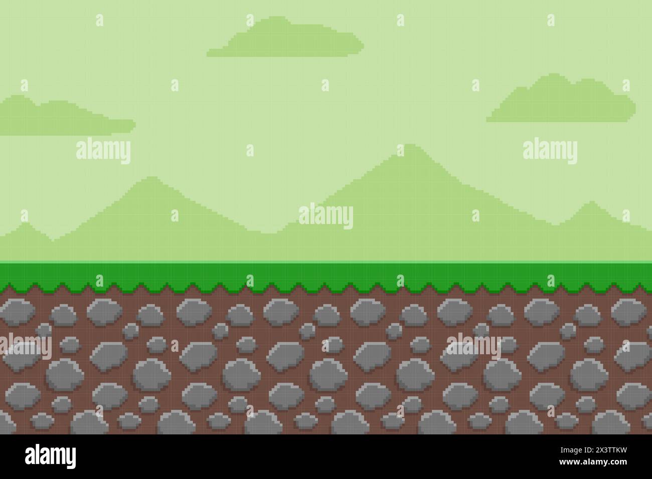 Vektor-Illustration von Highland-Landschaften mit Pixel Art Design, perfekt für Spielelemente thematische Designs Stock Vektor