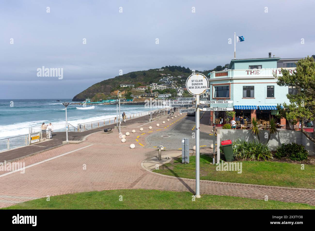 Saint Clair Beach und Promenade, Saint Clair, Dunedin (Ōtepoti), Otago, Neuseeland Stockfoto