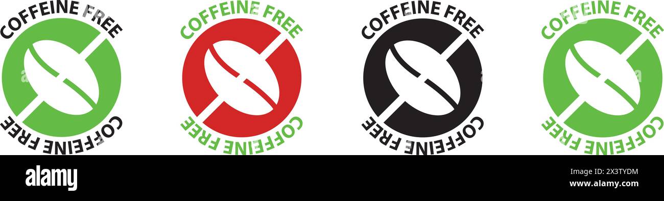 Koffeinfreies Vektor-Logo-Symbol. Allergie entkoffeinierter Kaffee Symbol Gesundheit natürliches Öko-Label Stock Vektor