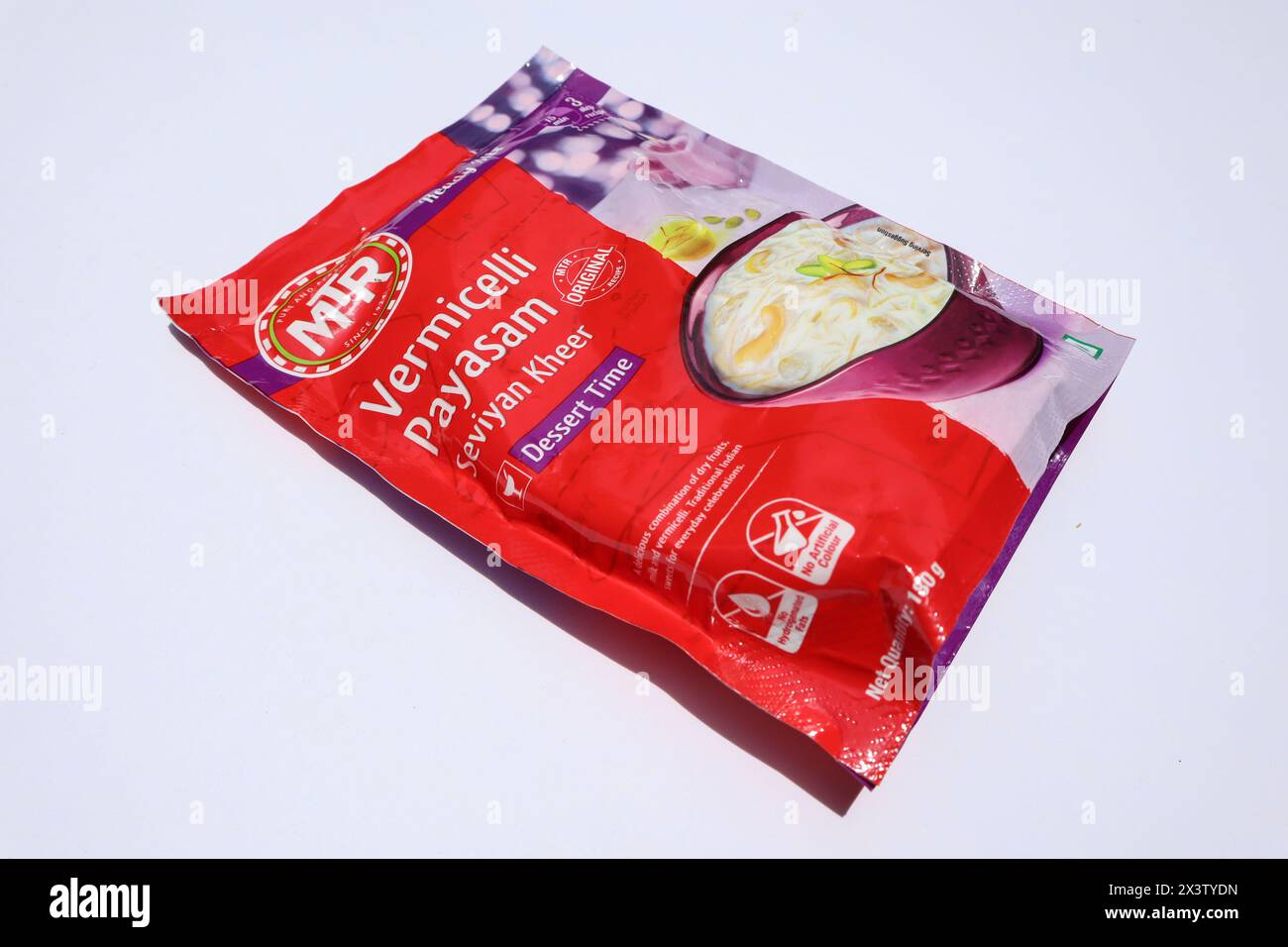 MTR-Marke Vermicelli Payasam Seviyan Kheer Dessert bereit zum Kochen in 15 Minuten Instant Food. MTR-Lebensmitteletikett, Made in India Instant Food Stockfoto