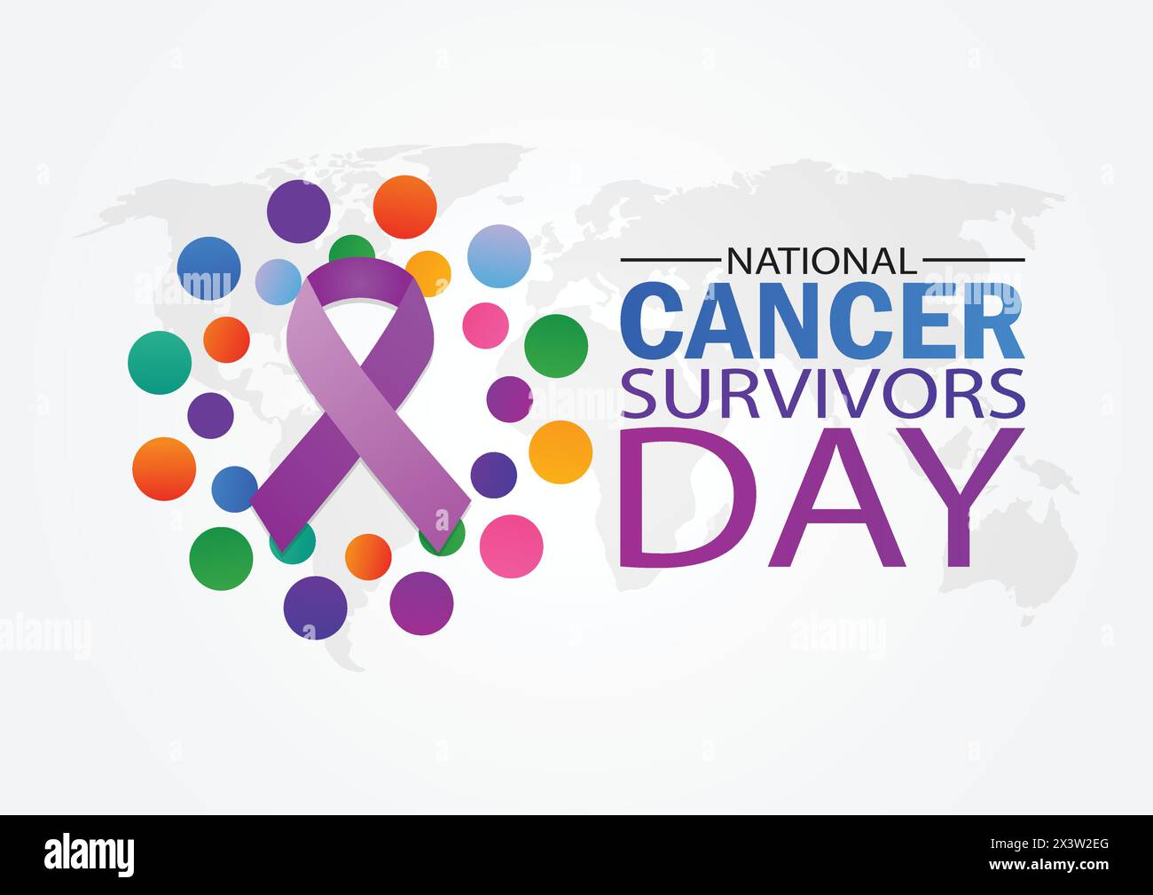 National Cancer Survivors Day. Gesundheitskonzept. Vorlage für Hintergrund, Banner, Karte, Poster mit Textbeschriftung. Stock Vektor